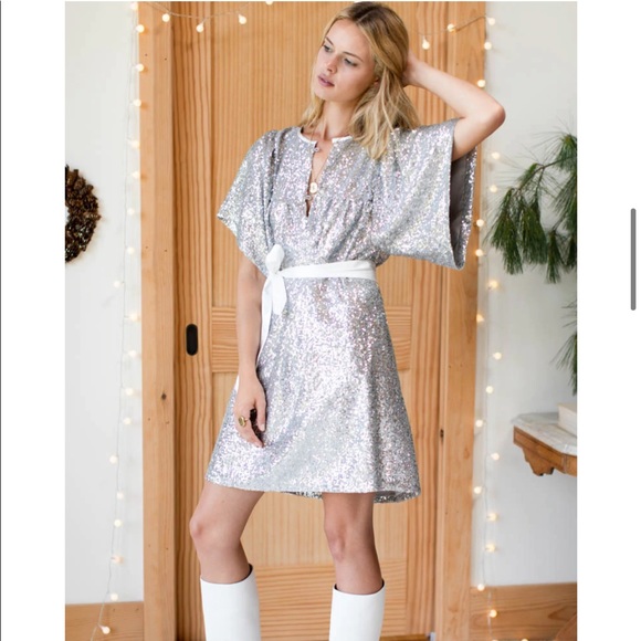 EMERSON FRY Marion Short Dress - Silver Sequin XXS - Picture 9 of 15